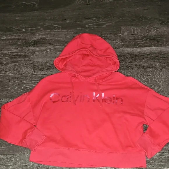 Calvin Klein Womens Bright Coral Hoodie. Sz Large! Mint Condition - Picture 2 of 4